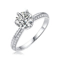 Anillo Solitario Corona con Banda Pavé de Moissanita en Plata 925