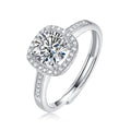 Anillo Redondo Halo Cojín de Moissanita en Plata 925
