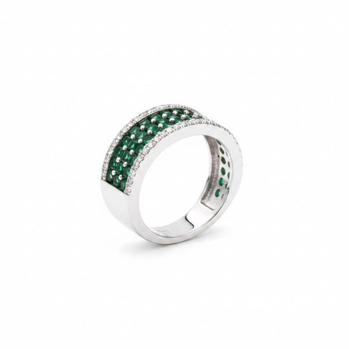 Anillo 5 Riel Esmeralda/Circones Plata 925