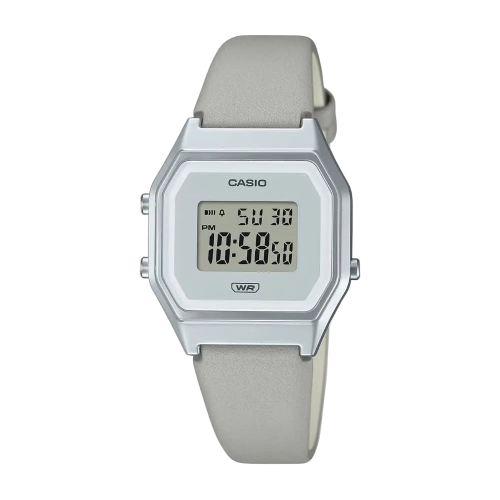 Reloj Casio Vintage LA680WEL-8DF Correa de Cuero Plateado Mujer 33.5mm OP