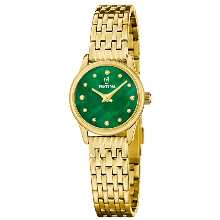 Reloj Festina Mujer Dorado con Acero y Detalles Verde F20750/5  23mm OP