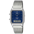 Reloj Casio Aq-230em-2ADF Analógico Digital De Acero Inoxidable Con Fondo Azul Plateado OP