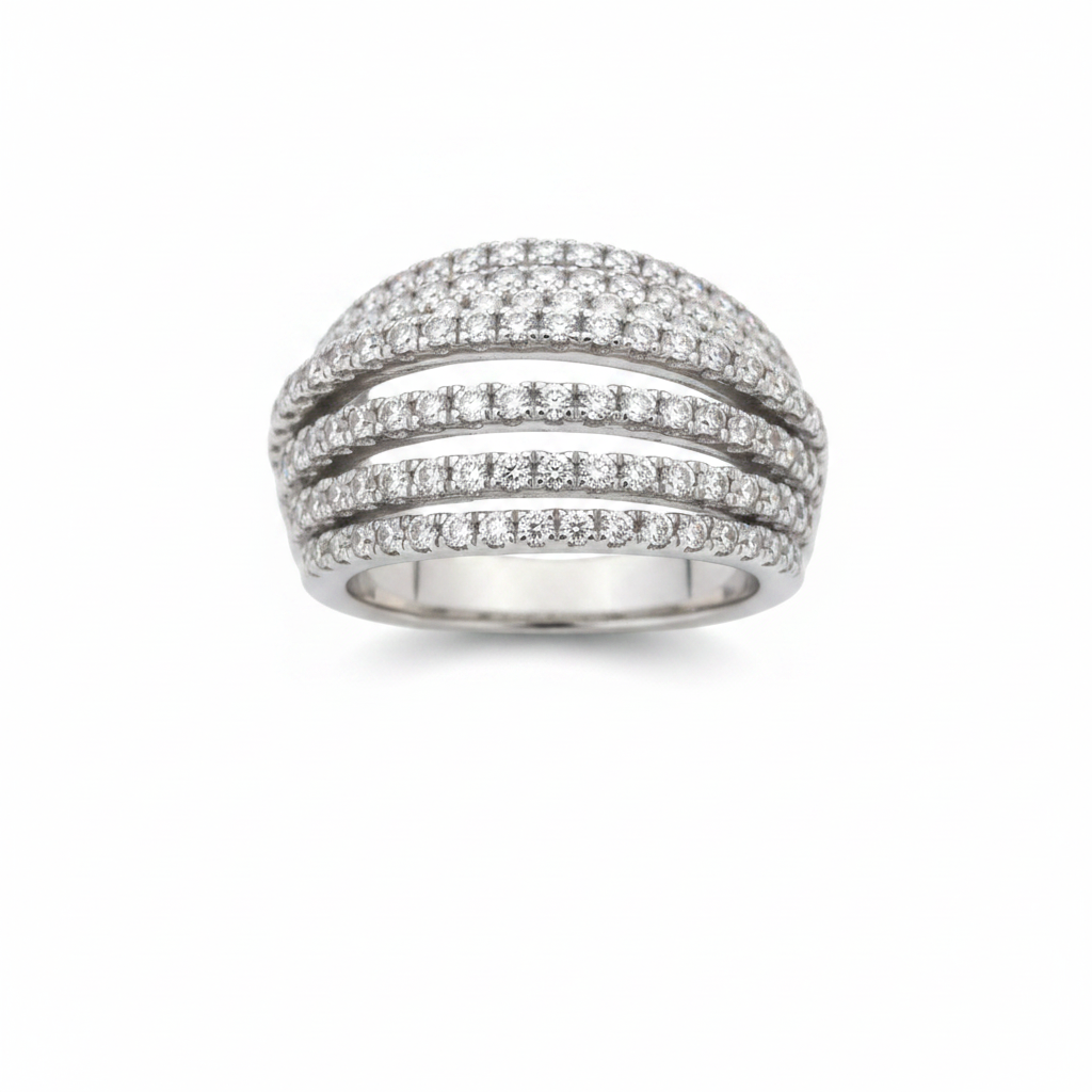 Anillo Abanico Multi-Riel Pavé Circones Plata 925