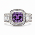 Anillo Amatista con Halo de Circones Plata 925