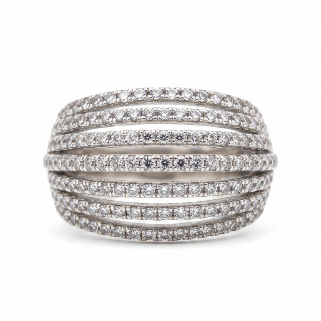 Anillo Abanico Multi-Riel Pavé Circones Plata 925 - 14