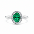 Anillo Esmeralda Lady con Halo de Circones Plata 925