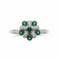 Anillo Flor Esmeraldas y Circones Plata 925