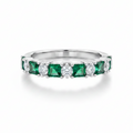 Anillo Medio Cintillo Esmeraldas y Circones Plata 925
