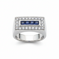 Anillo Sello Zafiros Azules y Circones Plata 925