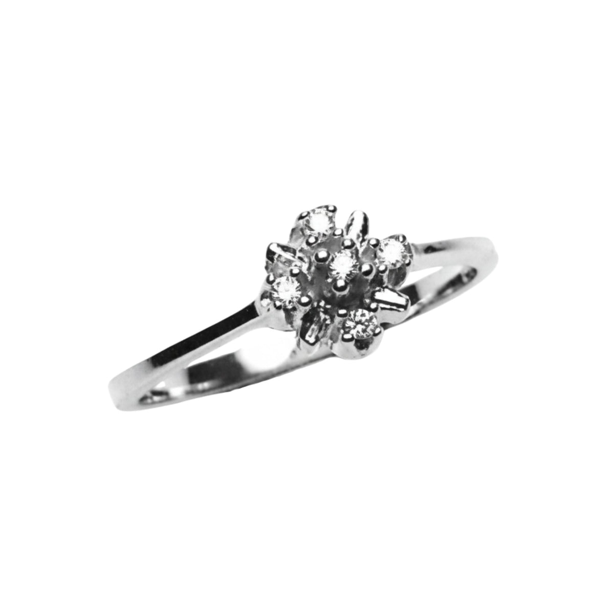 Anillo Roseta 5 Diamantes de Oro Blanco 18k