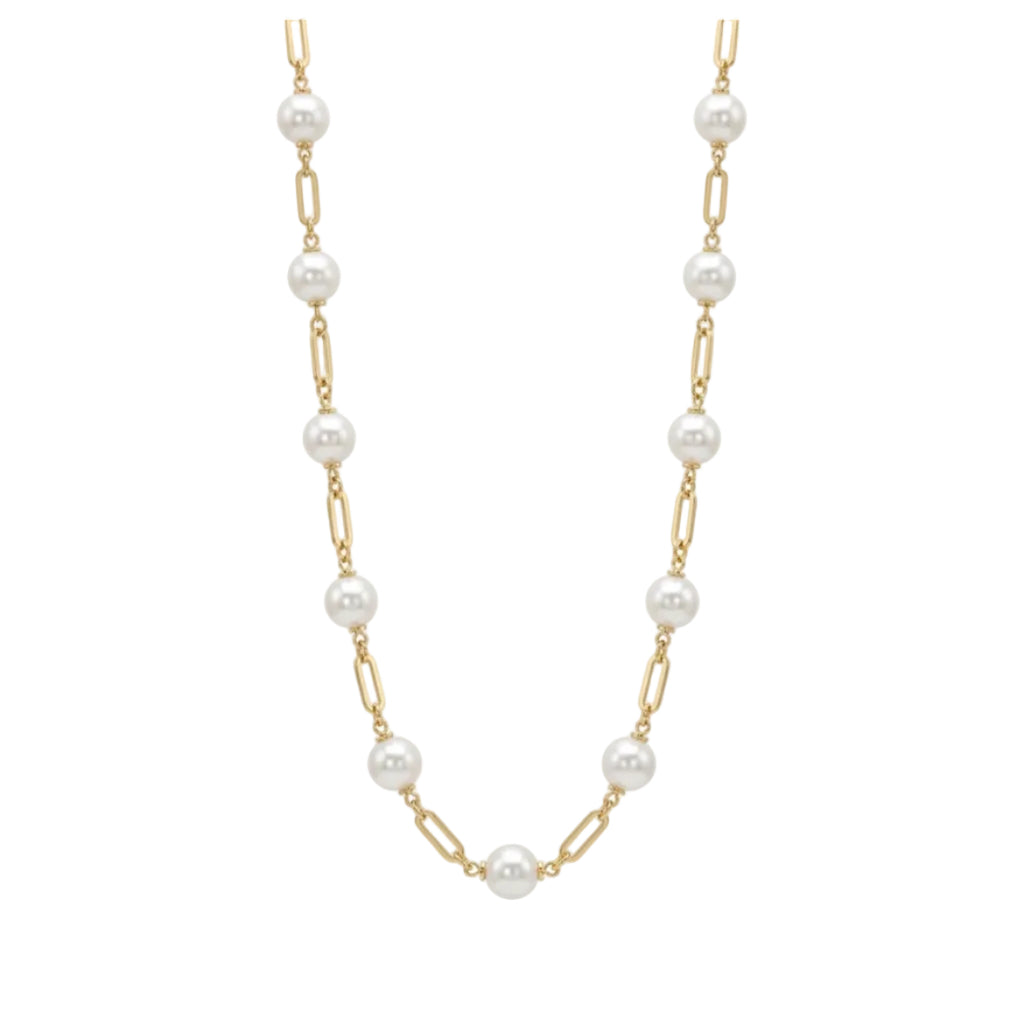 Collar Eslabones con Perlas 11 Enchapados en Oro de 18k 40 A 45cm