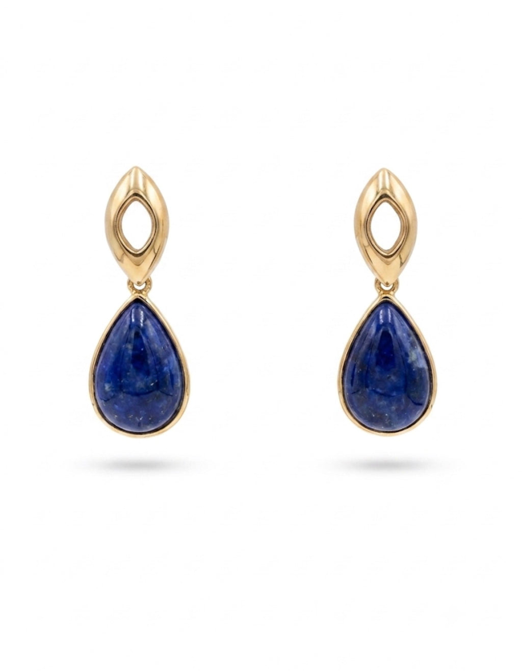 Aros Piedra Natural Azul Enchapado en Oro 18K