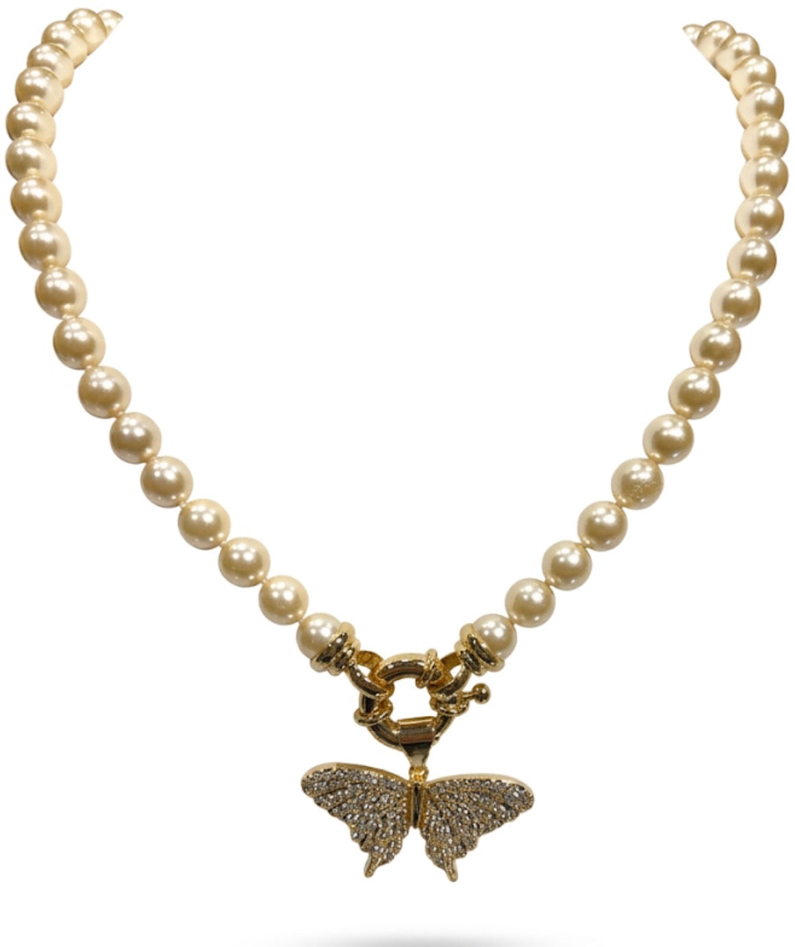 Collar Mariposa de Perlas Enchapados en Oro de 18k 50 cm