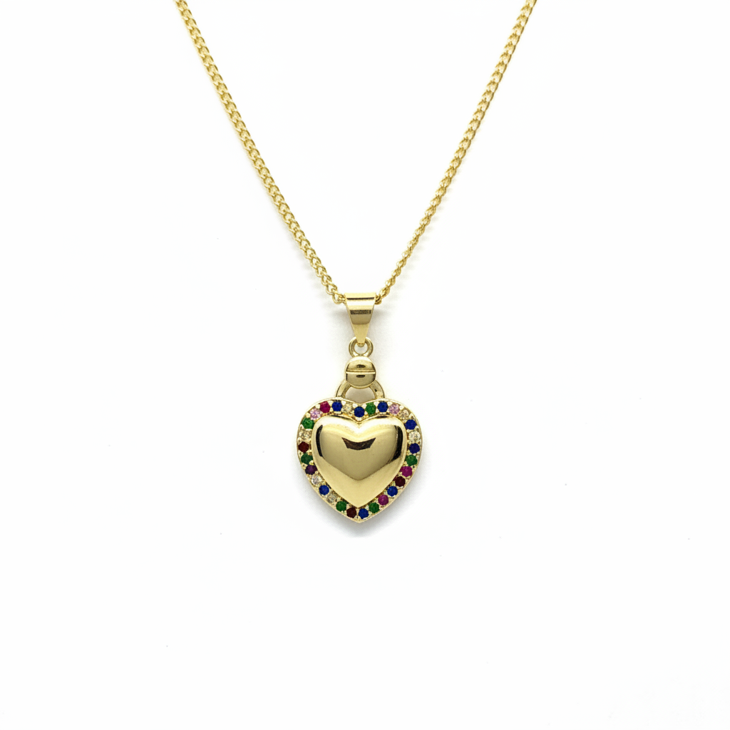 Collar Corazón Cristales Enchapado en Oro 18k 50CM
