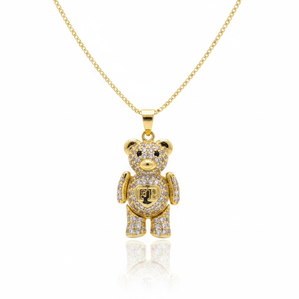 Collar Oso con Circones Enchapado en Oro 18k 50CM