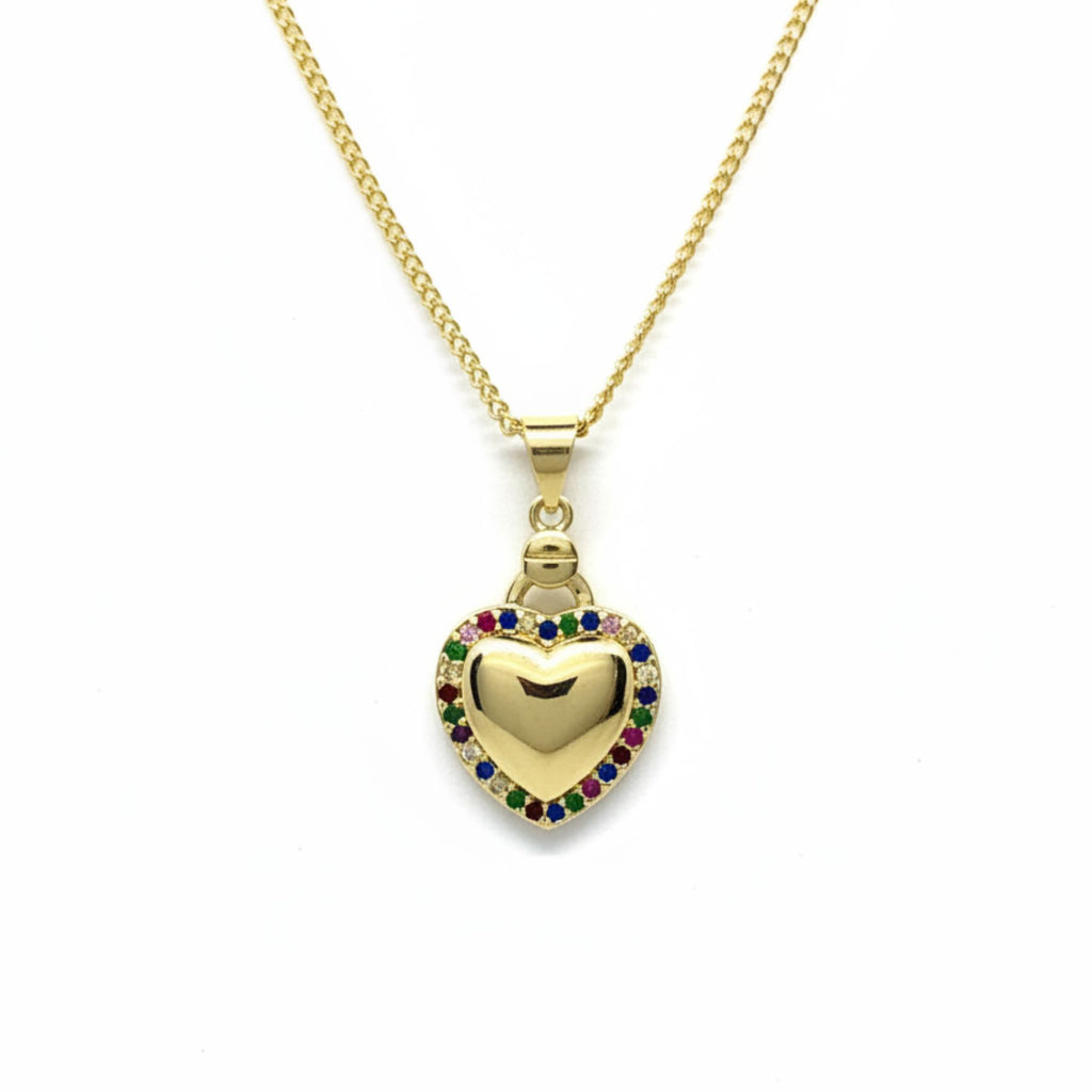 Collar Corazón Cristales Enchapado en Oro 18k 50CM