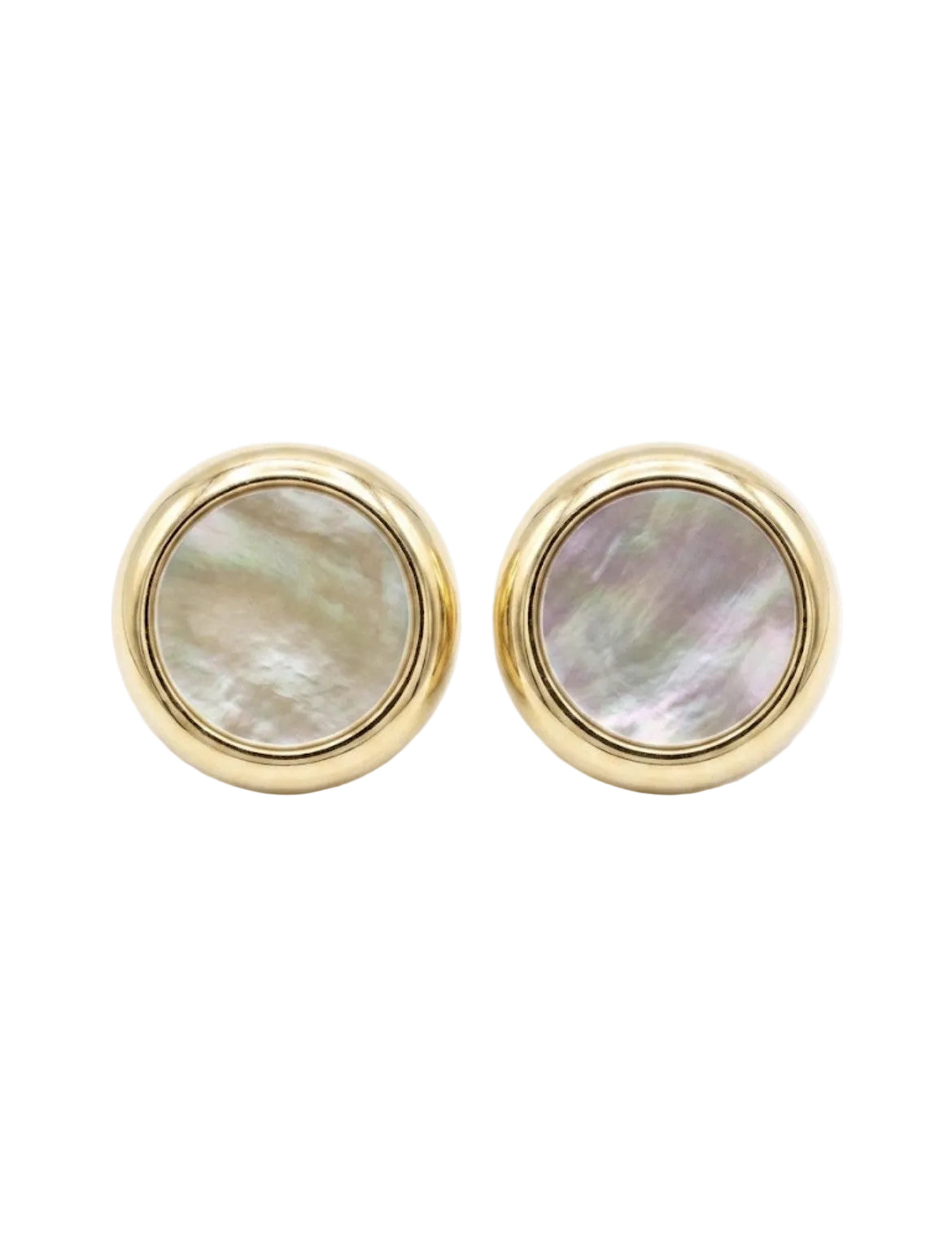 Aros Círculos de Nácar  Enchapado en Oro 18K