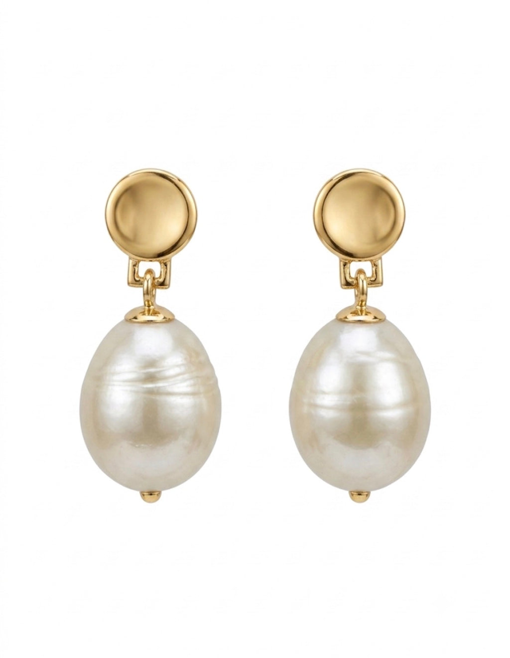 Aros Perla Colgantes Enchapado en Oro 18K
