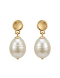 Aros Perla Colgantes Enchapado en Oro 18K