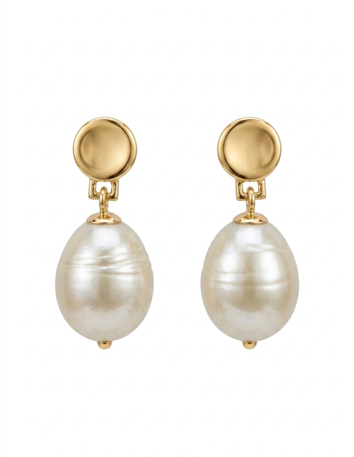 Aros Perla Colgantes Enchapado en Oro 18K