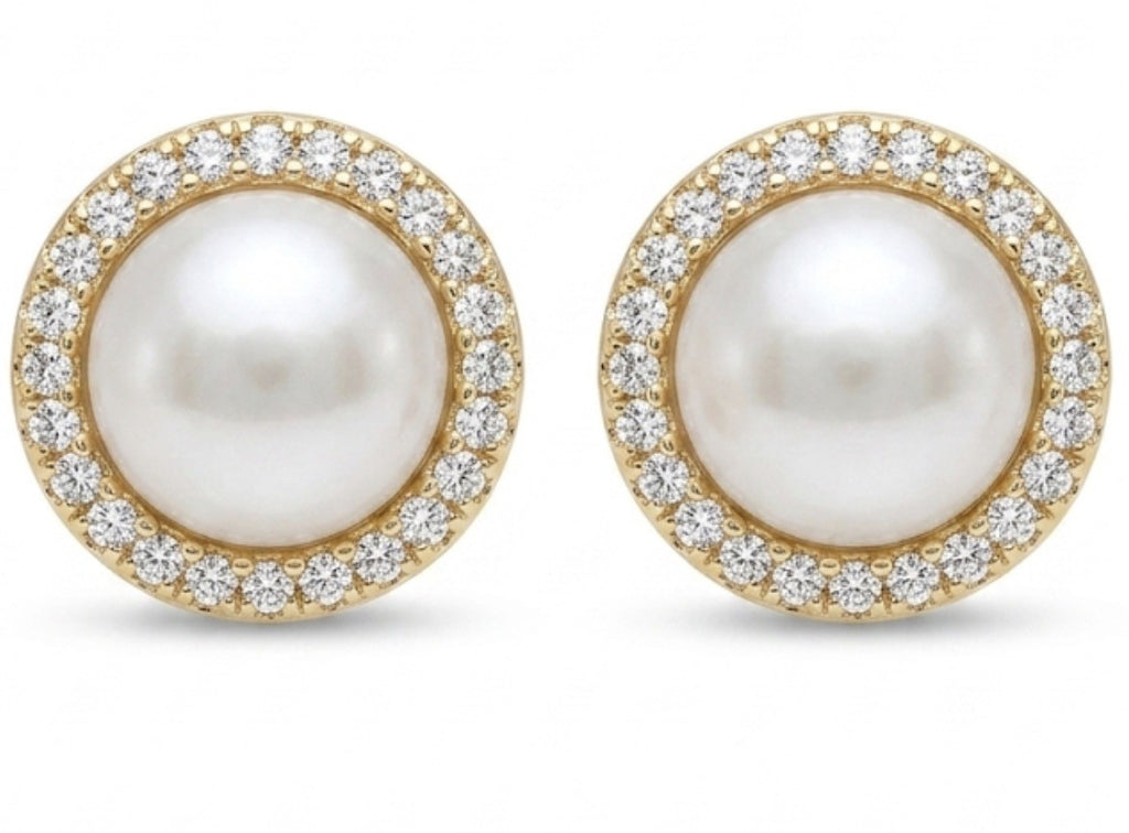 Aros Perla Circones Enchapado en Oro 18K