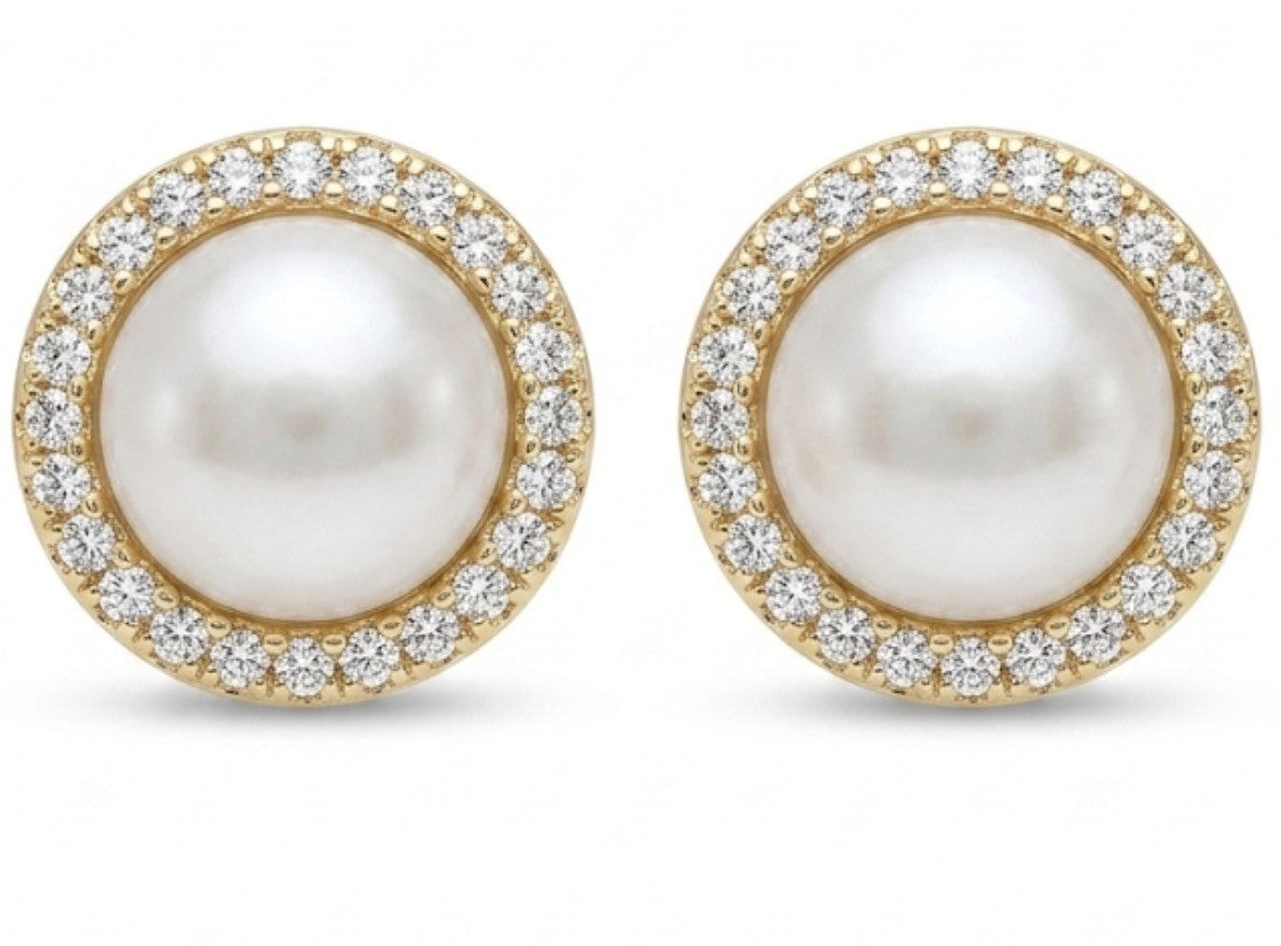 Aros Perla Circones Enchapado en Oro 18K