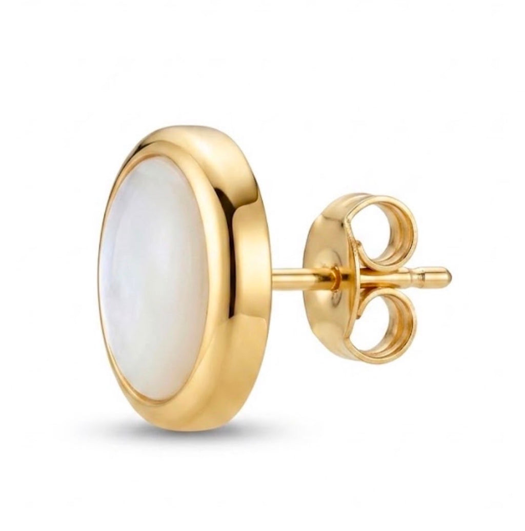 Aros Círculos de Nácar  Enchapado en Oro 18K OP