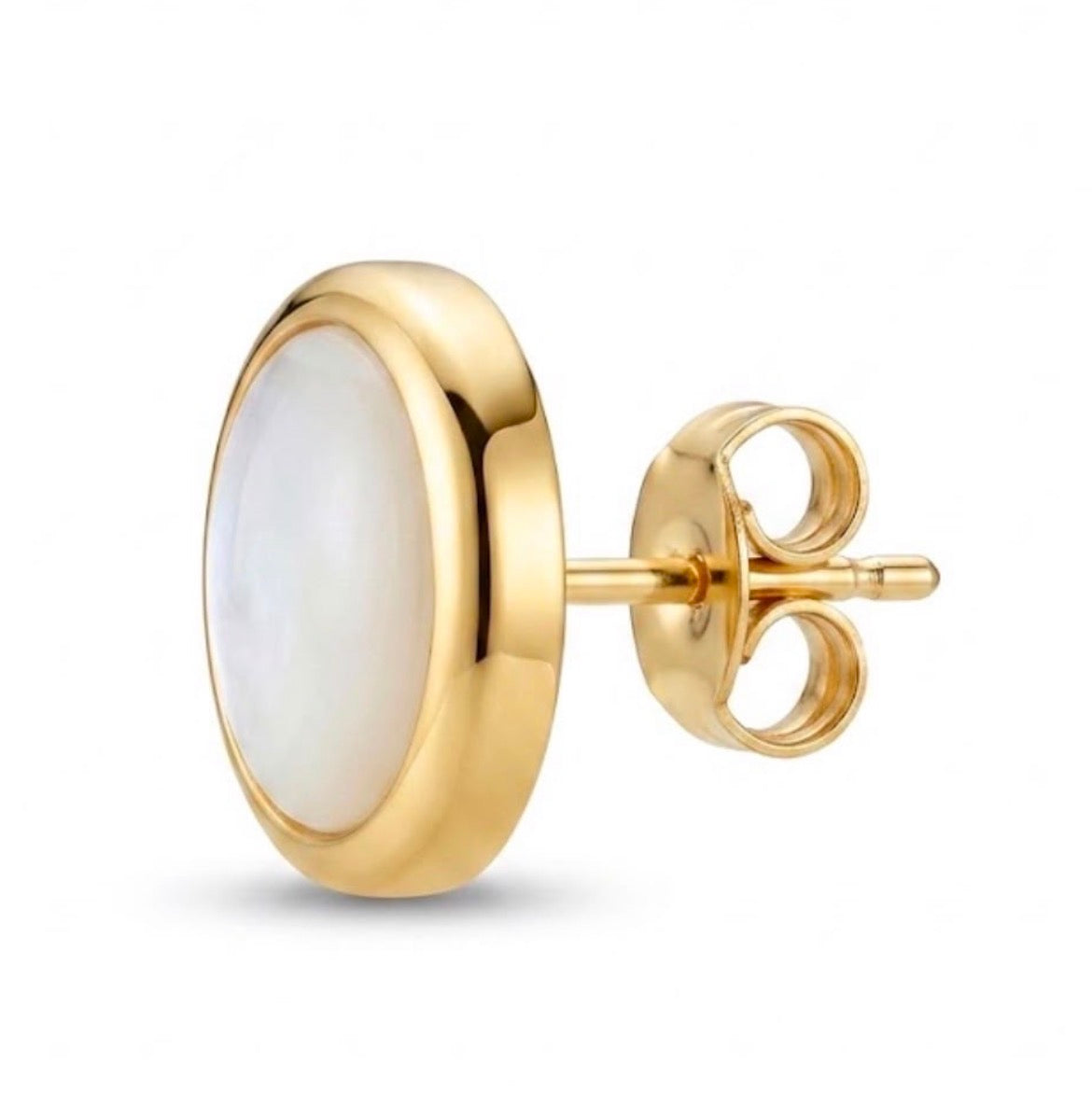 Aros Círculos de Nácar  Enchapado en Oro 18K OP