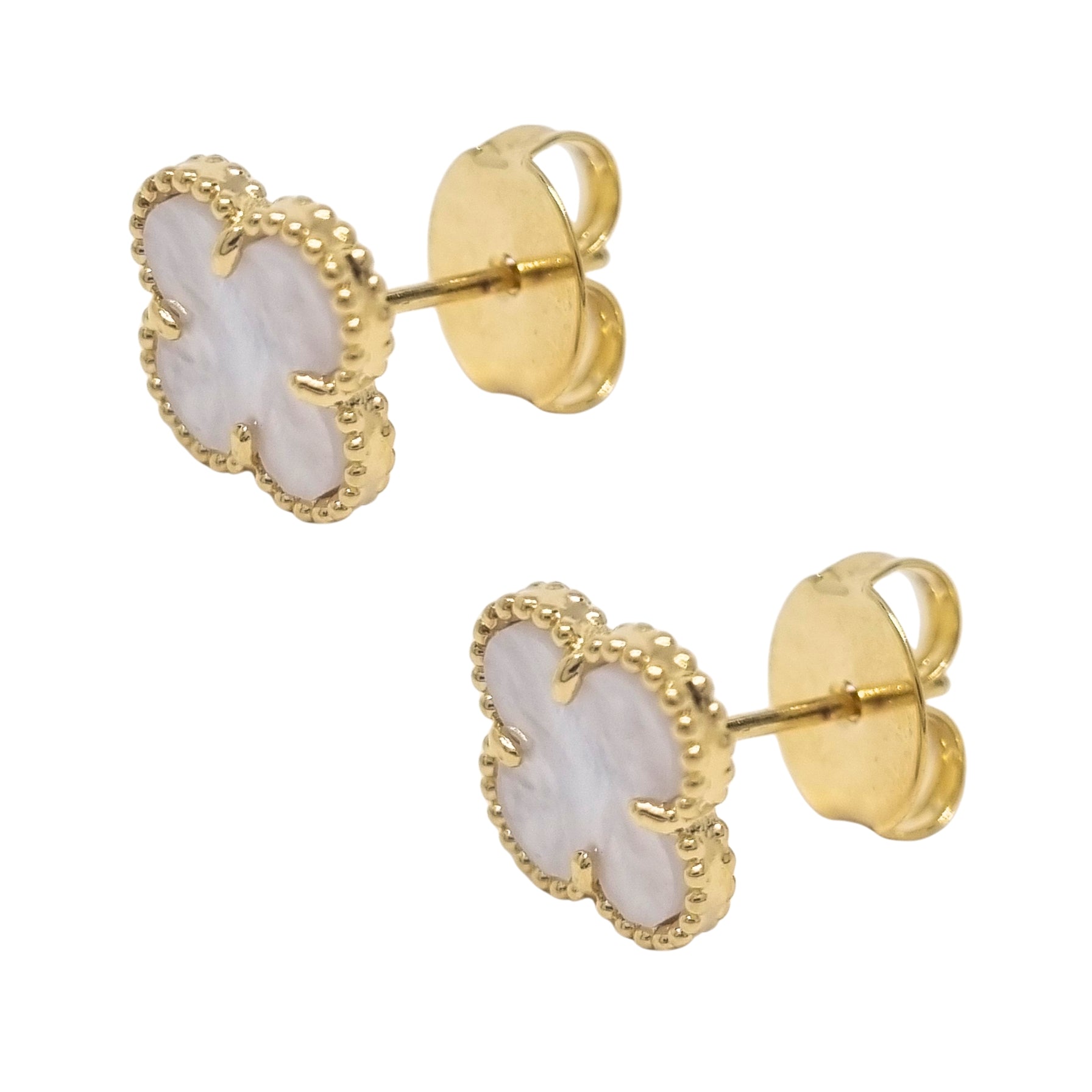 Aros Trébol Negro Enchapado en Oro de 18k