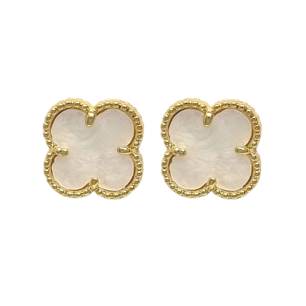 Aros Trébol Negro Enchapado en Oro de 18k