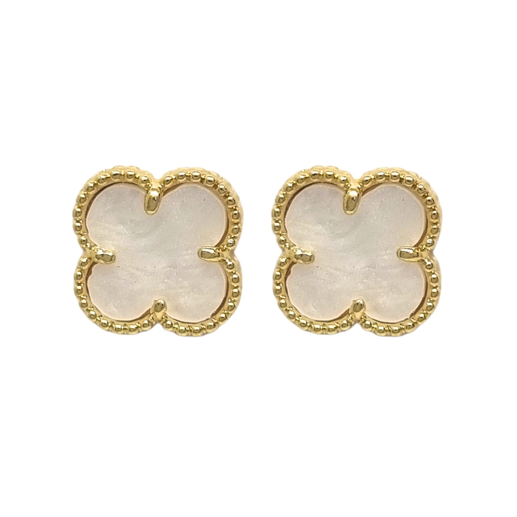 Aros Trébol Negro Enchapado en Oro de 18k