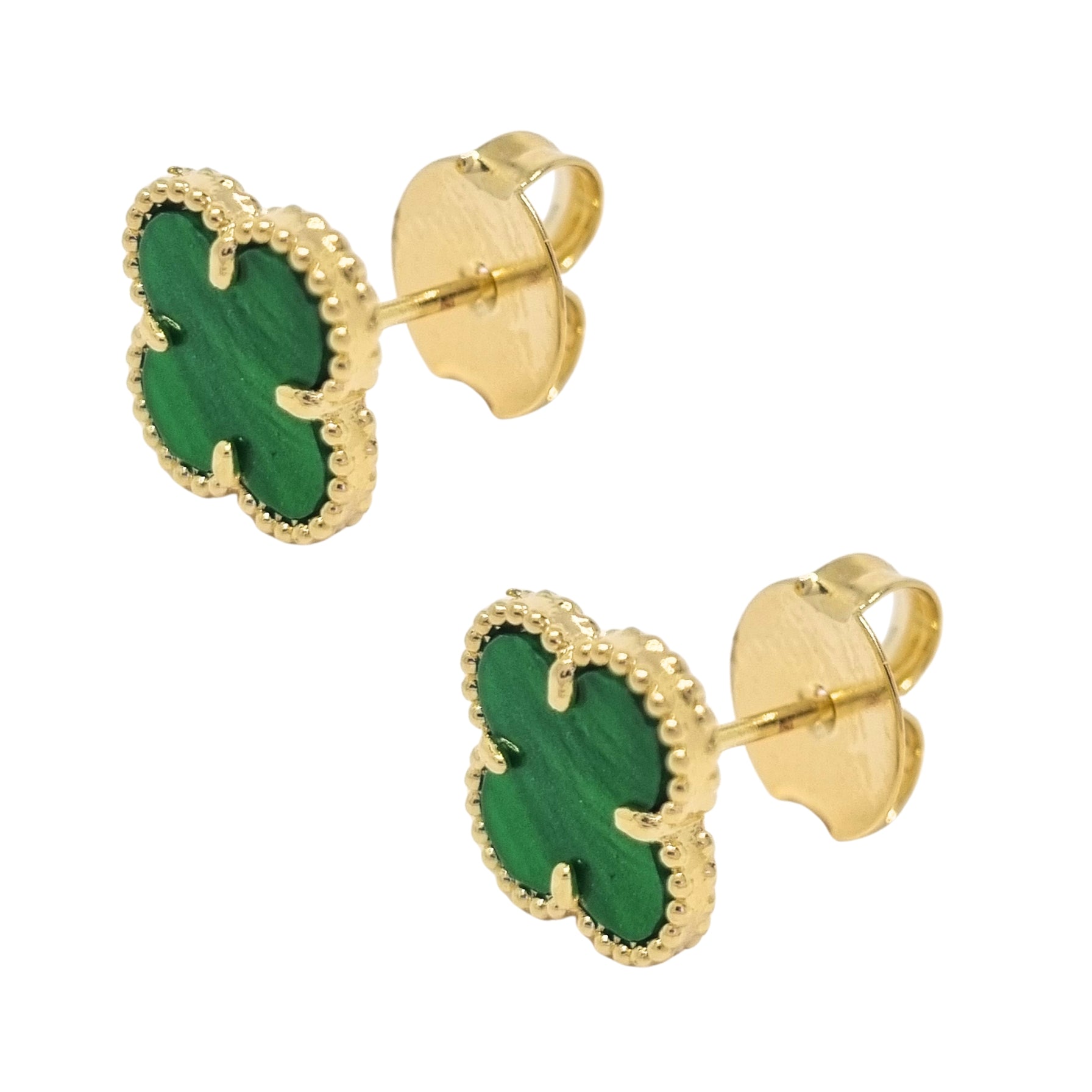 Aros Trébol Negro Enchapado en Oro de 18k