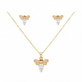 Aros + Cadena Libélula Cristales Enchapado en Oro de 18k