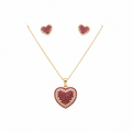 Aros + Cadena Corazones Cristales Enchapado en Oro de 18k