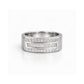 Anillo Triple Riel Diamantes 26 Diamantes Oro Blanco 18k