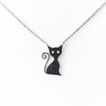 Collar Gato Circones Negro Rodinado Plata 925