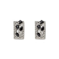 Aros Argollas Pétalos Negros Enchapado en Rodio 18mm