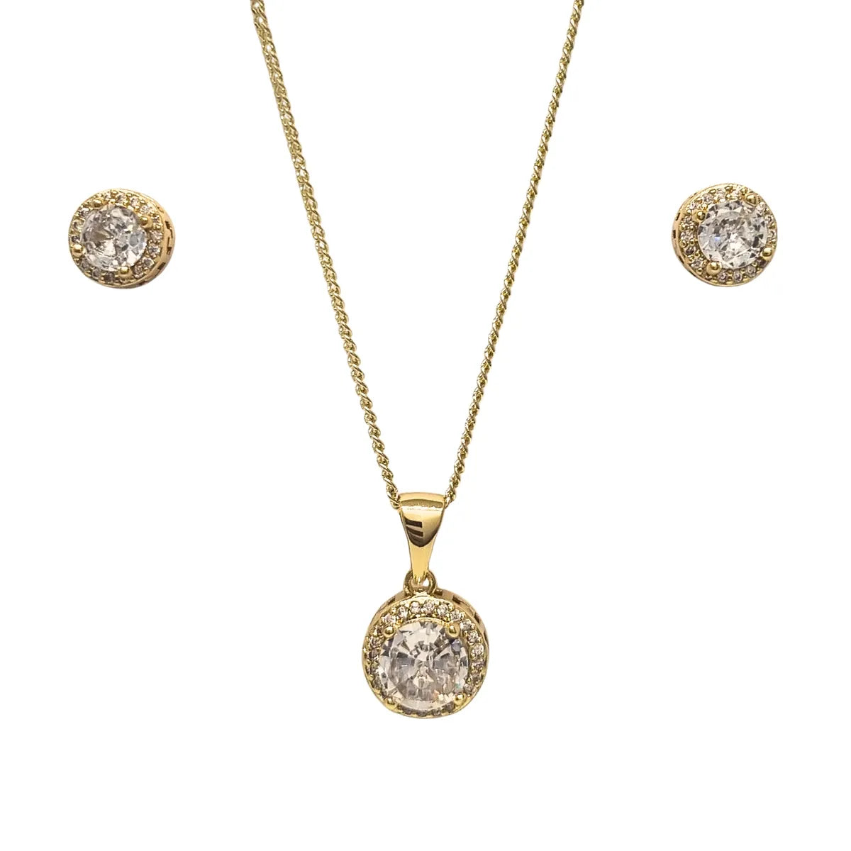 Conjunto Collar + Aros con Circones Enchapada en oro de 18k