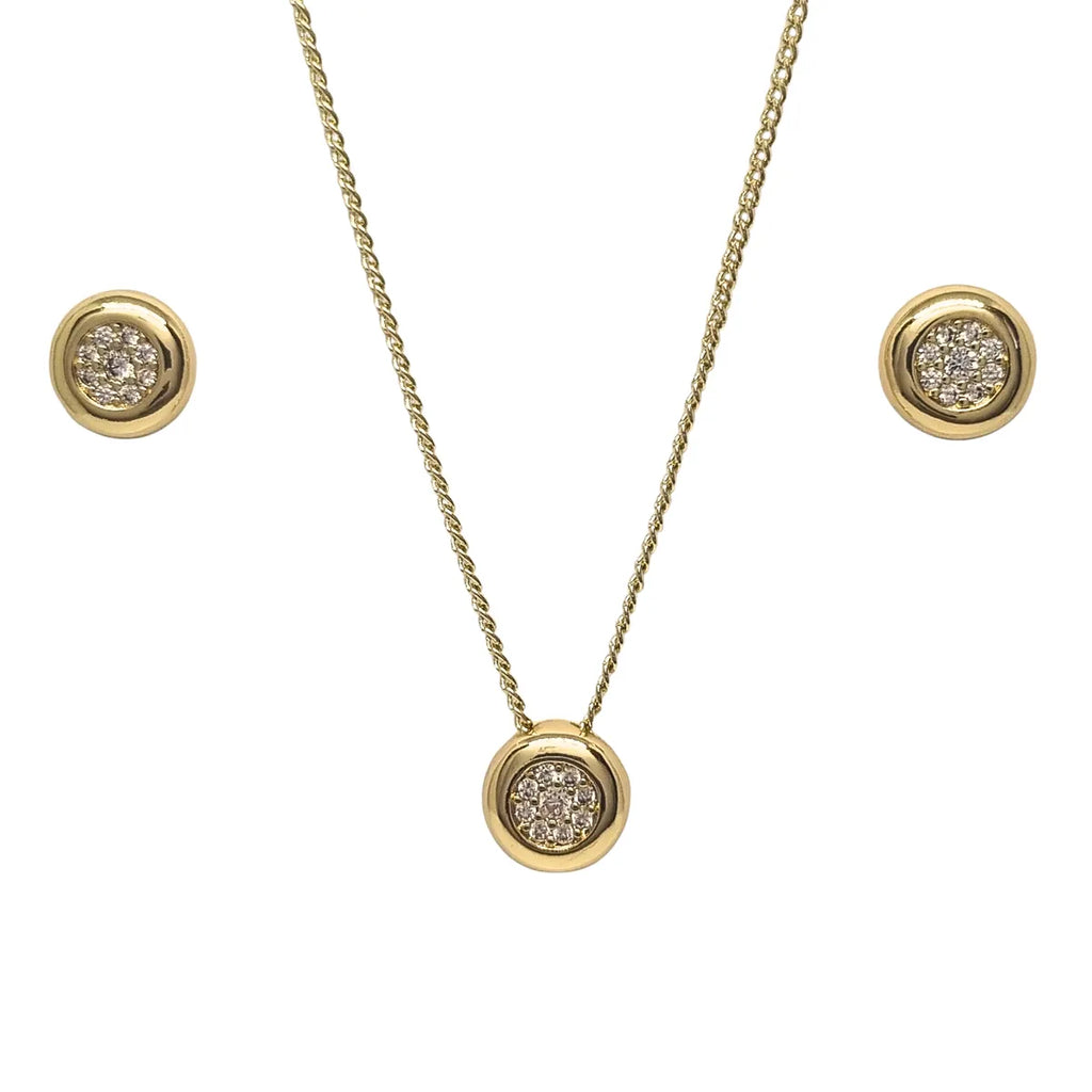 Collar + Aros Punto de Luz Enchapada en oro de 18k