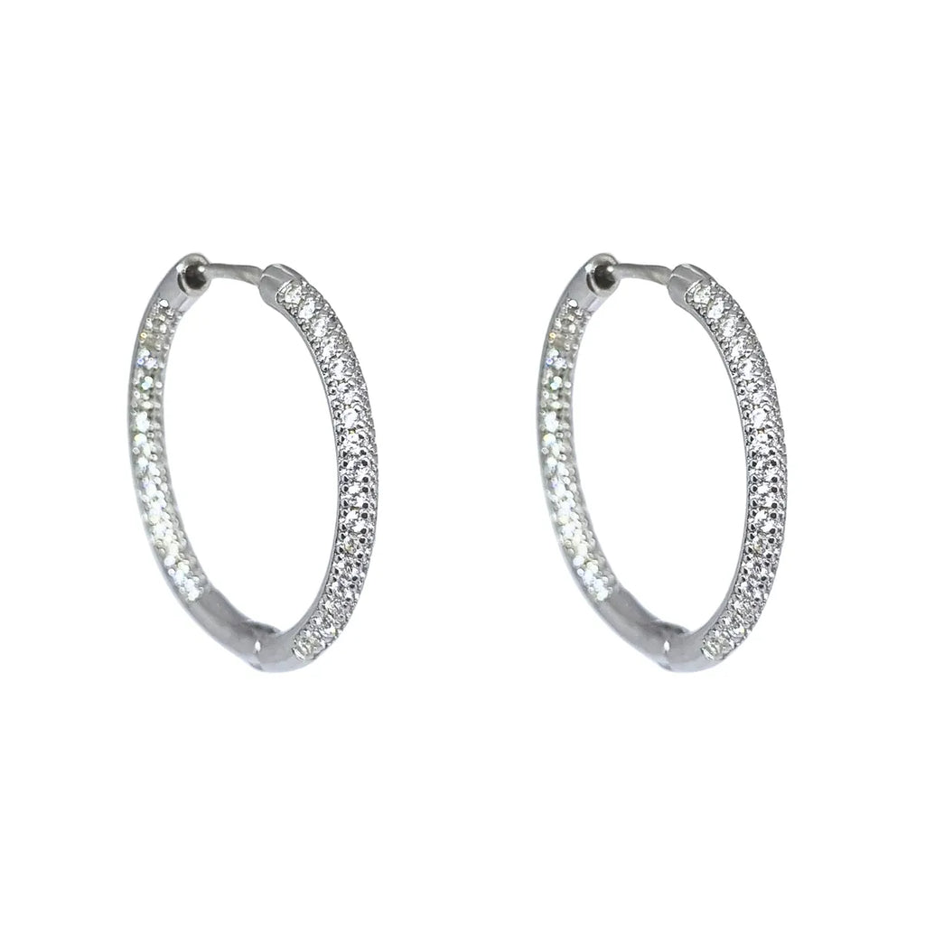 Aros Argollas Rodinado con Circones 25mm Plata 925