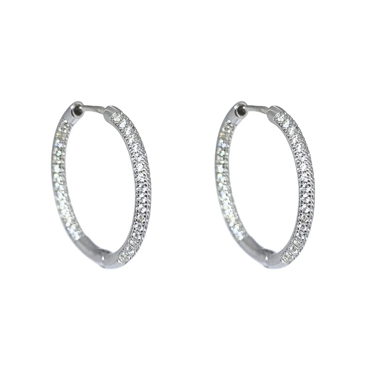 Aros Argollas Rodinado con Circones 25mm Plata 925