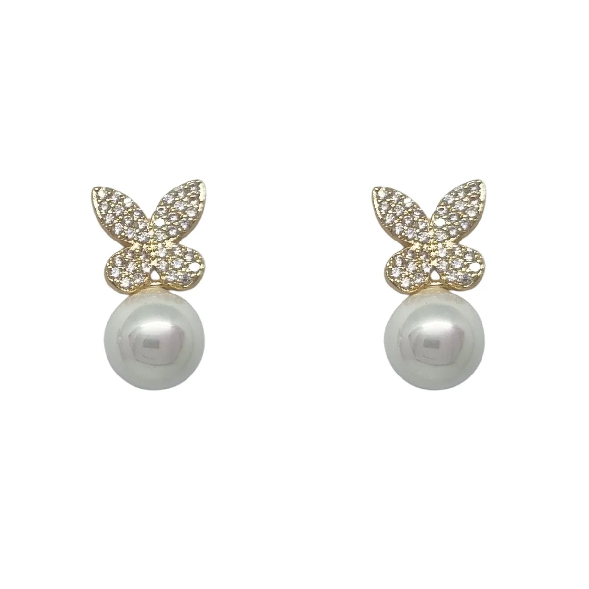 Aros Mariposa Perla Enchapado en Oro de 18k