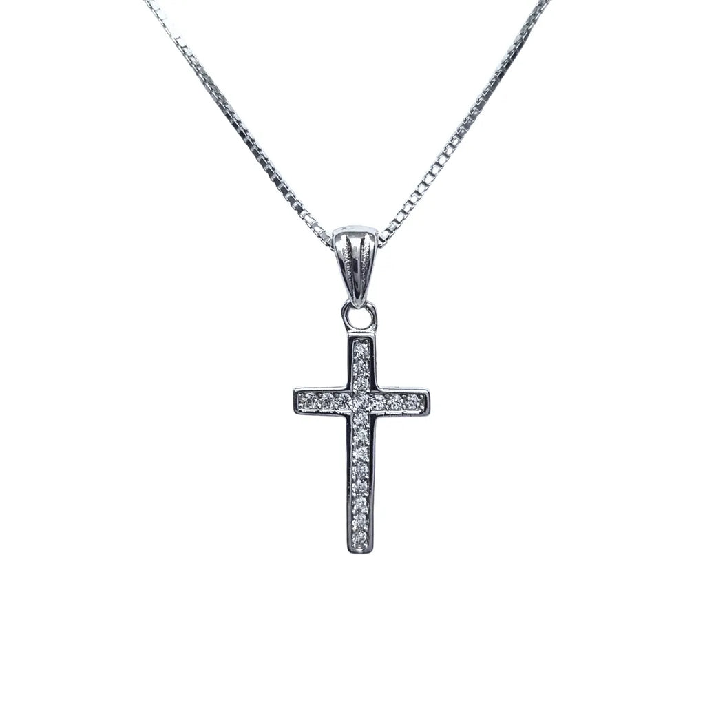 Collar Cruz Circones 45cm Rodinado Plata 925