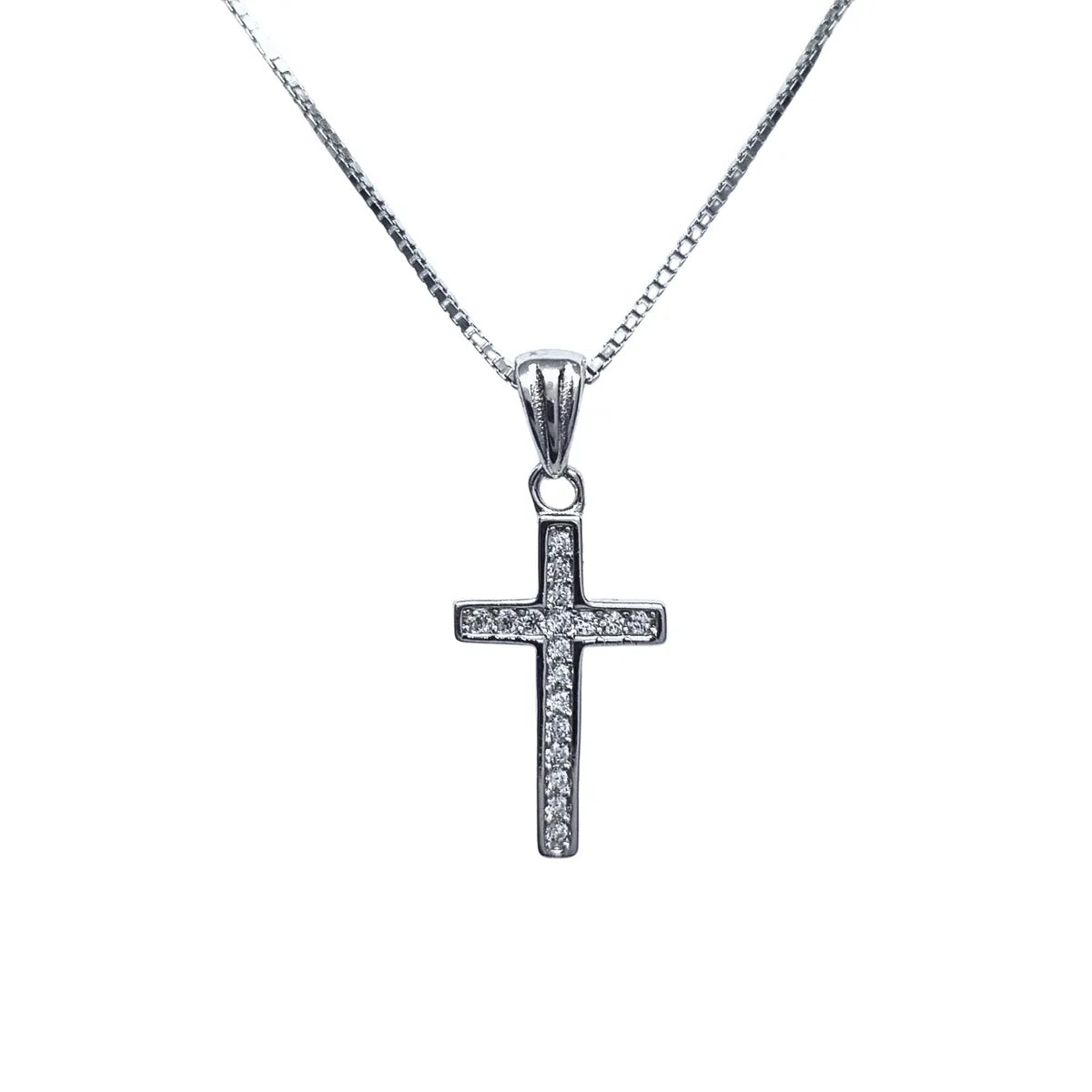 Collar Cruz Circones 45cm Rodinado Plata 925