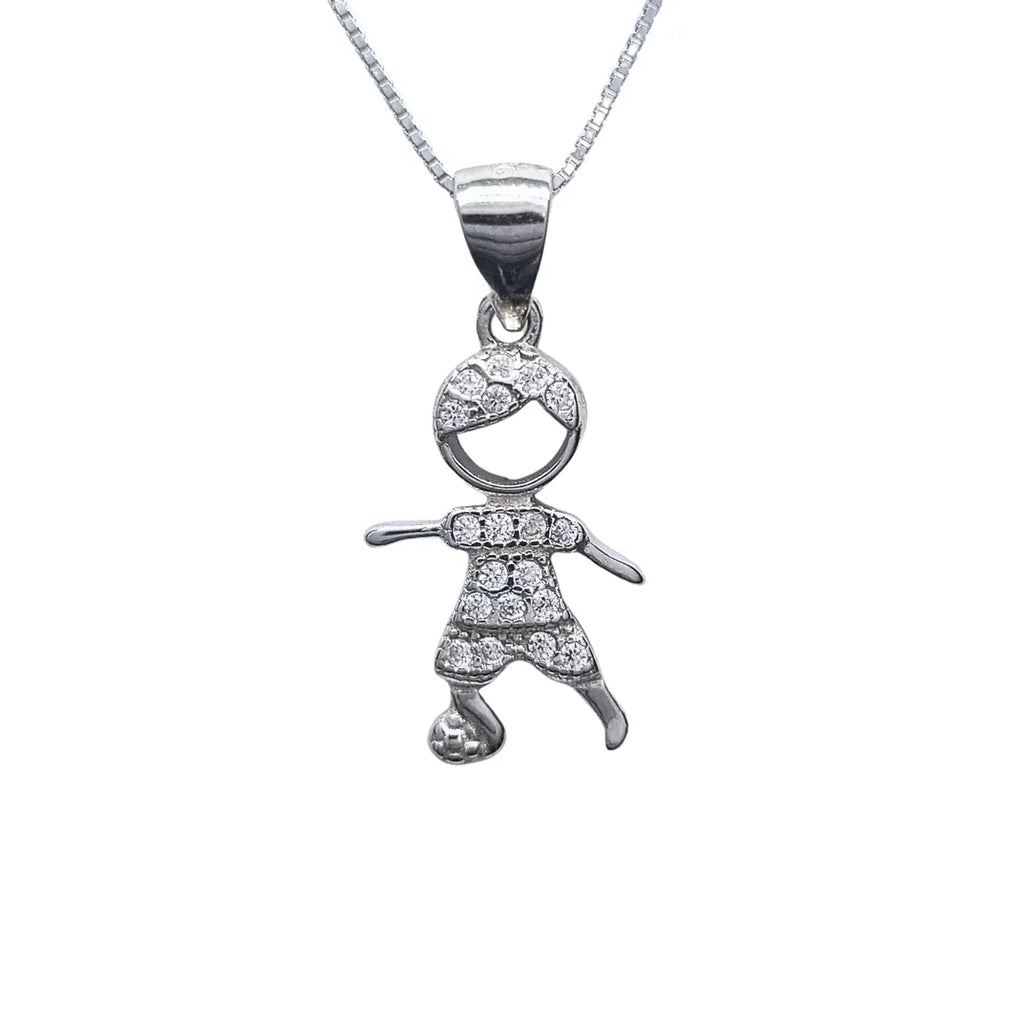 Collar Niño Futbol 45cm Rodinado Plata 925