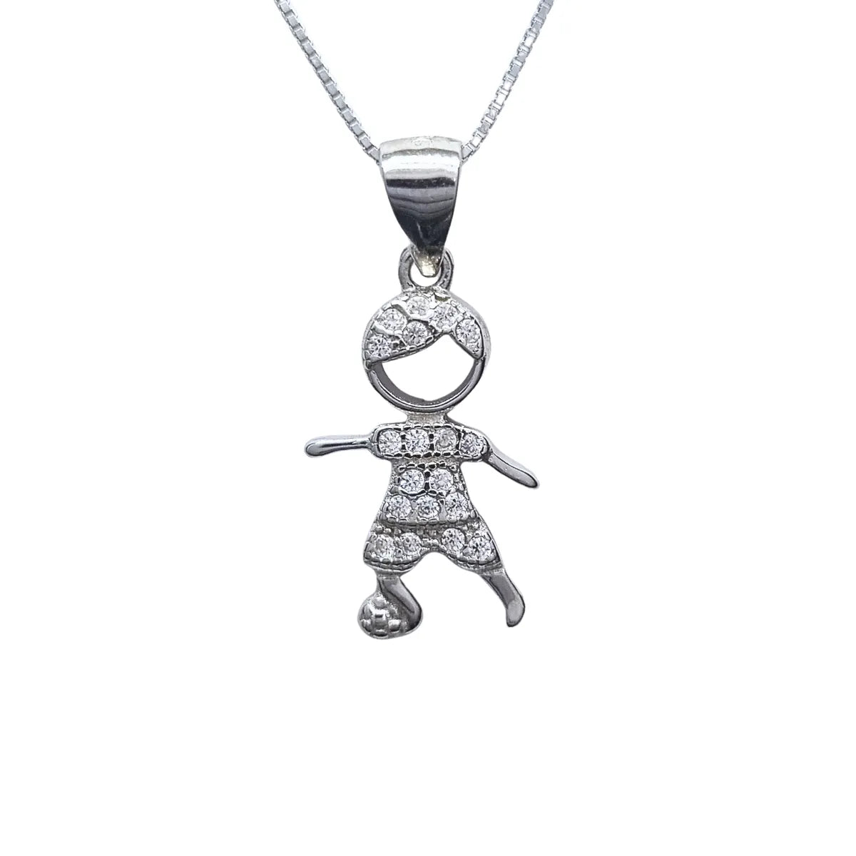 Collar Niño Futbol 45cm Rodinado Plata 925
