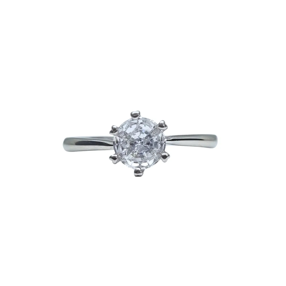 Anillo Solitario 6 engastes Plata Italiana 925 con Circón de 6mm
