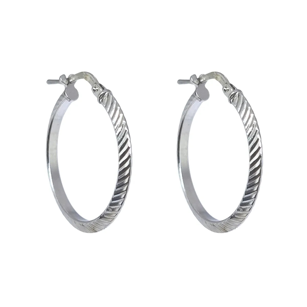 Aros Argollas Facetadas Rodinados 25mm Plata 925