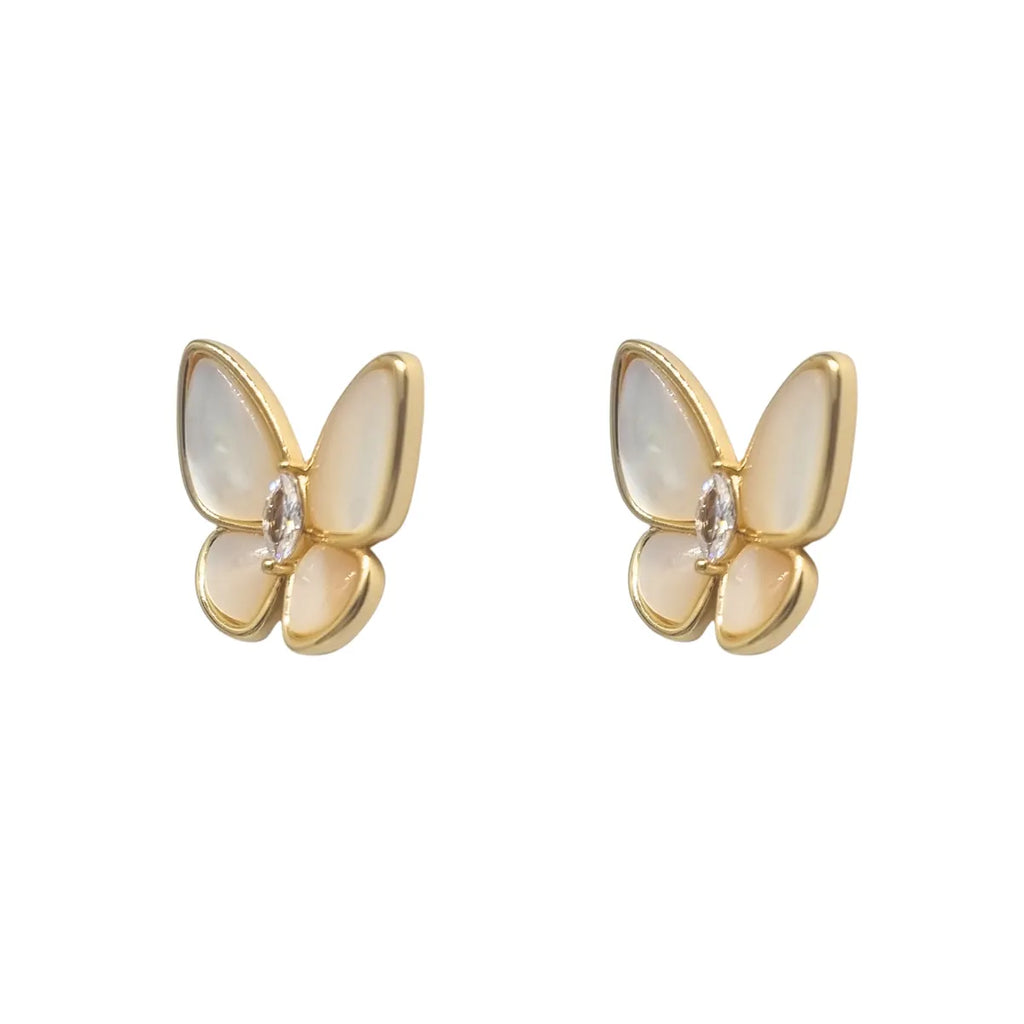 Aros Mariposa Nacar Enchapado en Oro de 18k