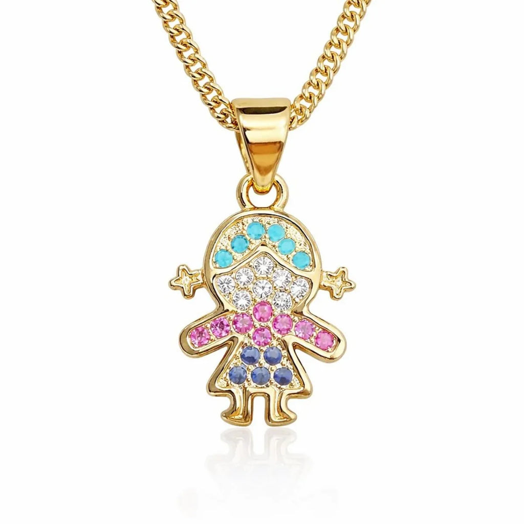 Collar Niña Cristales Enchapado en Oro 18k 50CM